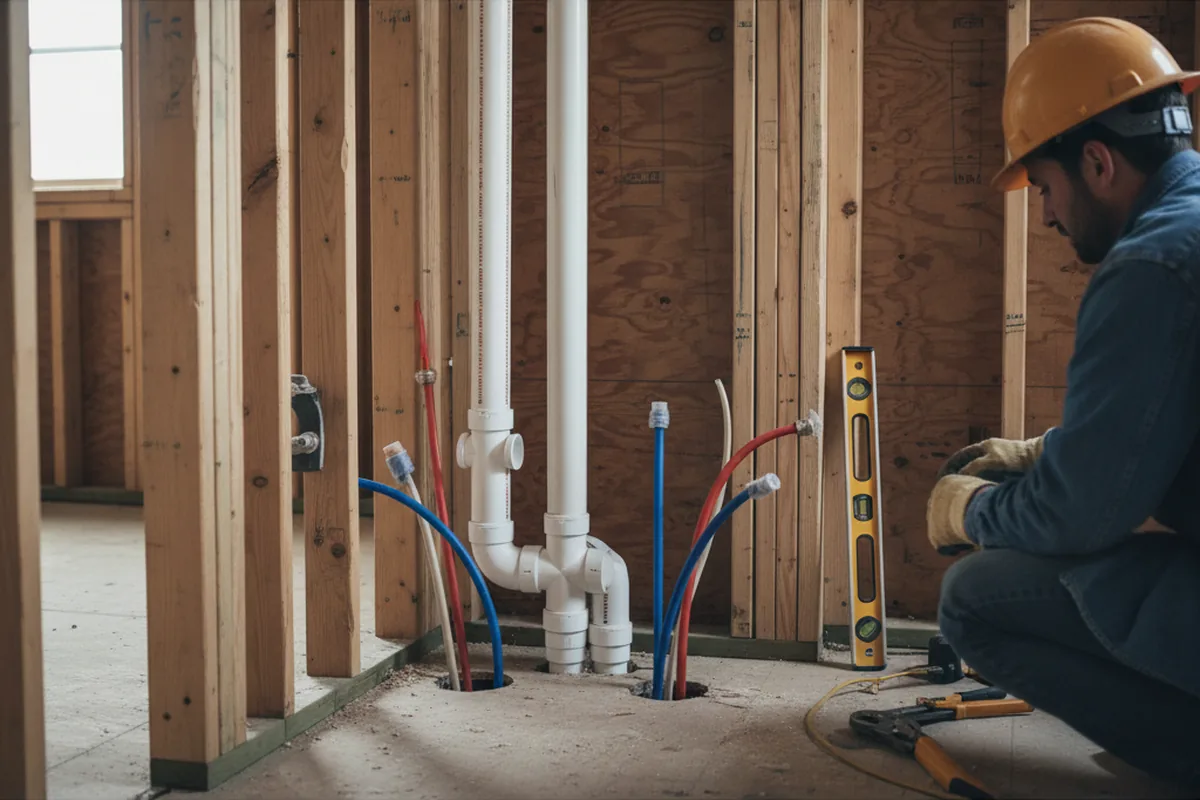Drain and supply rough-in during Sump Pump Repair in Chelsea